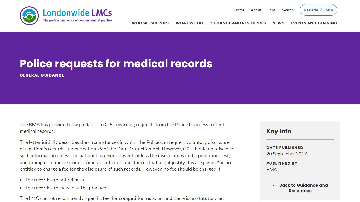 Police requests for medical records - Londonwide LMCs